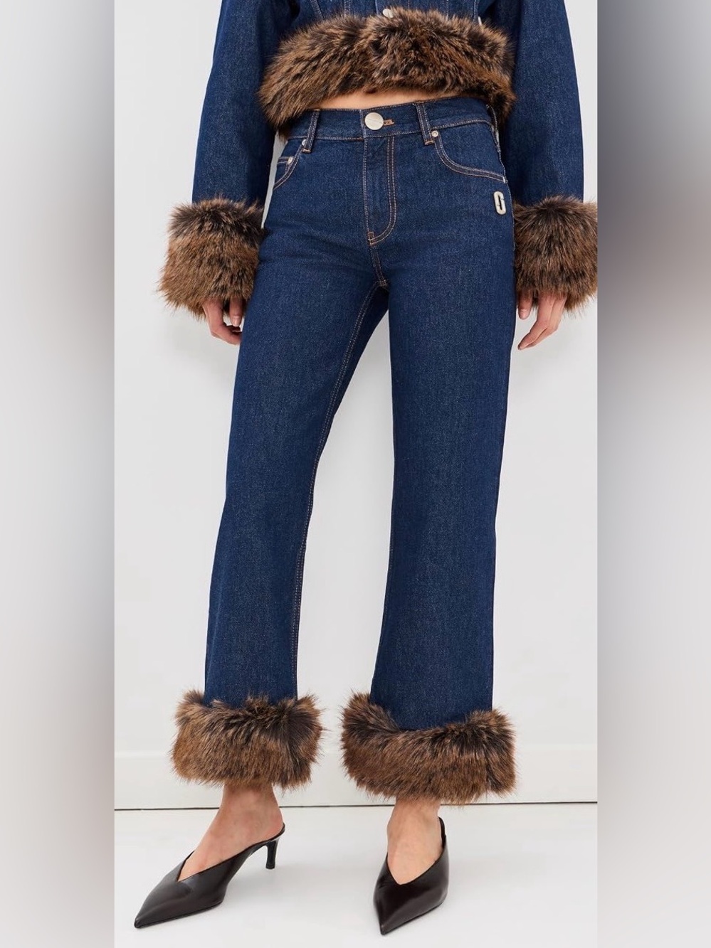Marc Jacobs Faux Fur Cropped Jeans - current season, brand new - Picture 2 of 5
